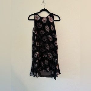Black Floral Velvet Loft Dress XS